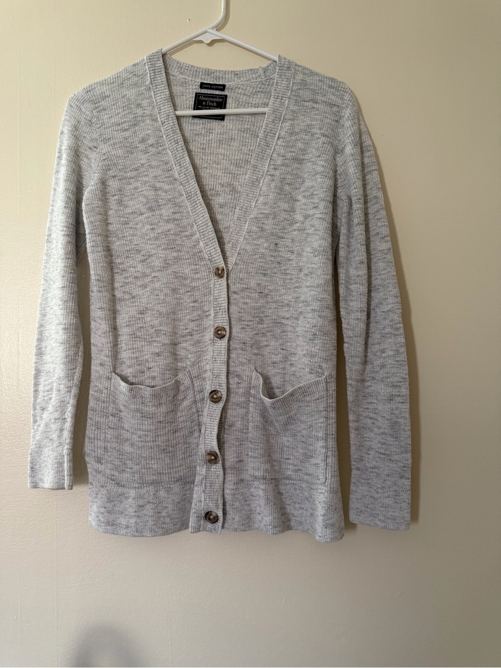 Abercrombie & Fitch Heather Light Gray Button Cardigan